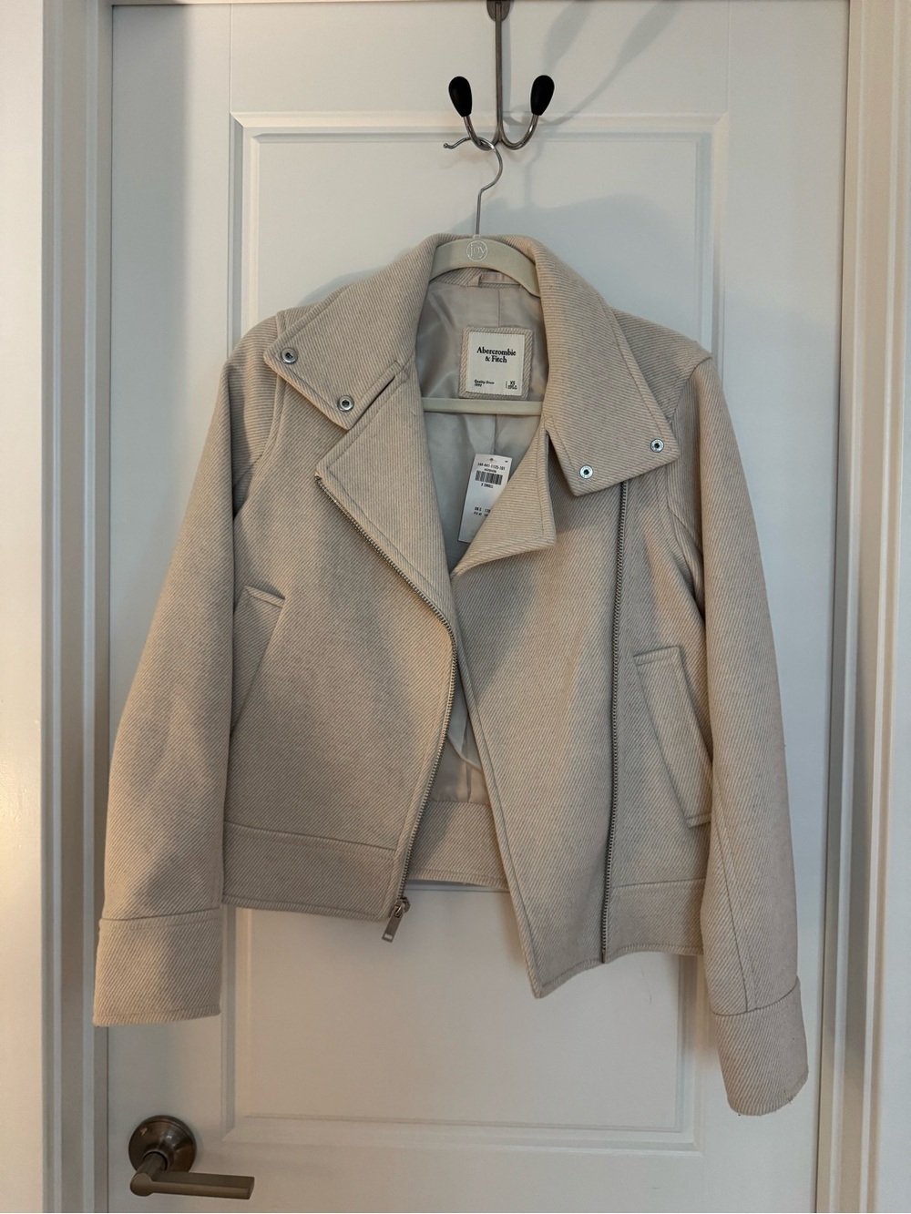 Abercrombie & Fitch Women's Cream Moto Jacket Size XS